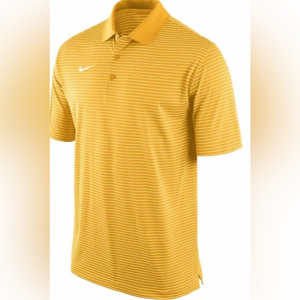 Nike Men’s Gold and White Striped Polo